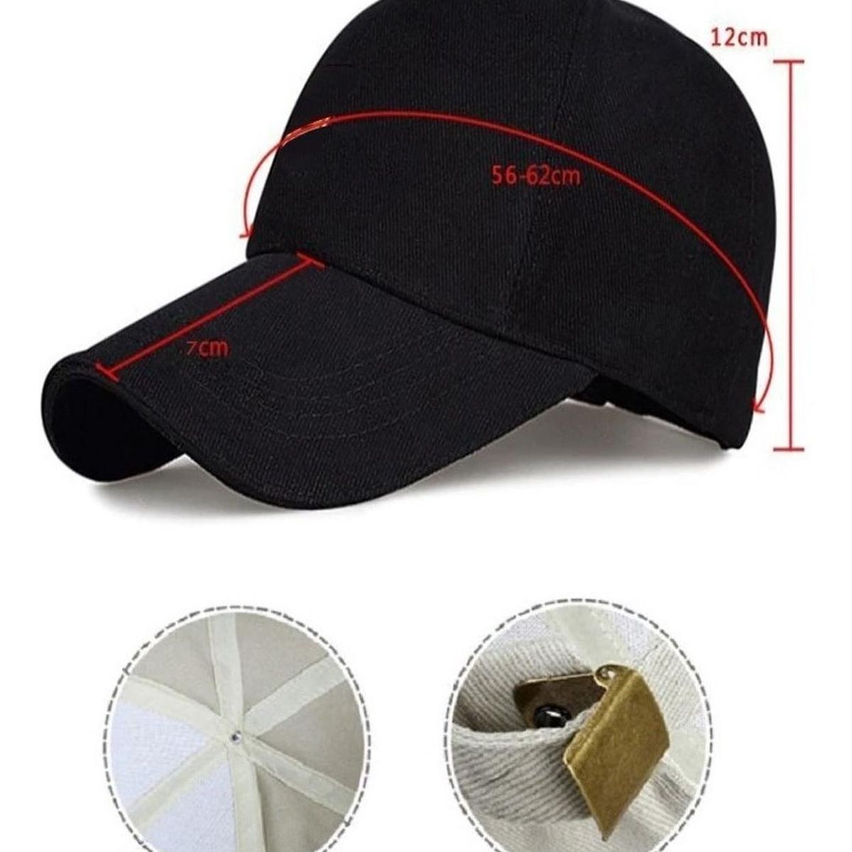 VELBROS - Gorra Cachucha Hombre Golf Beisbol Deportiva New Cap Metalic - Negro