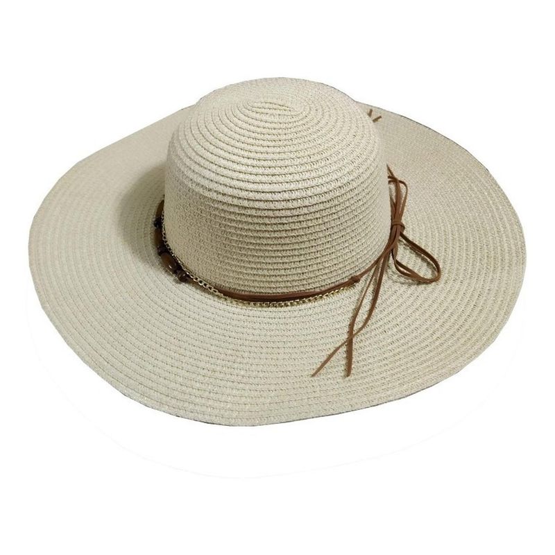 VELBROS - Sombrero Pava Mujer Sol Viaje Elegante Playa Gorro Protector - Beige