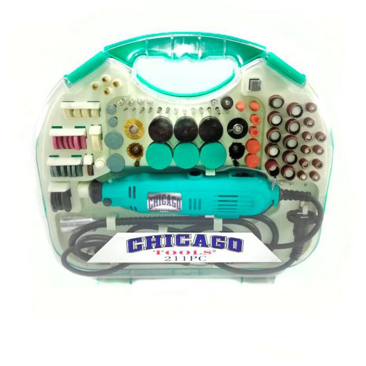 CHICAGO - Mototool 6 vel + guaya flexible + accesorios 211 piezas