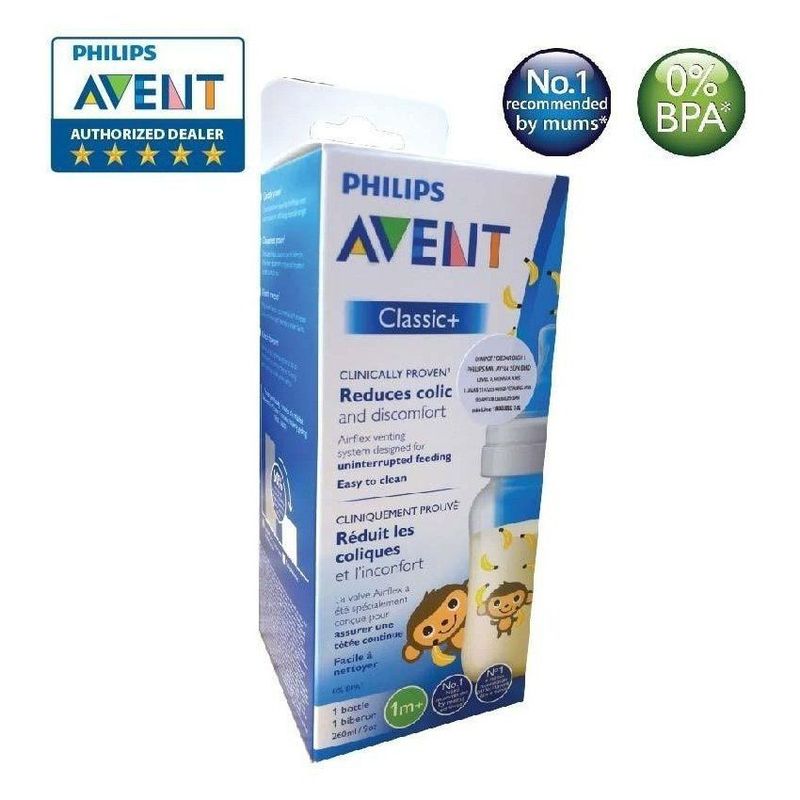 AVENT - Biberón anticolico tetero avent classic+ 9 onzas color micos
