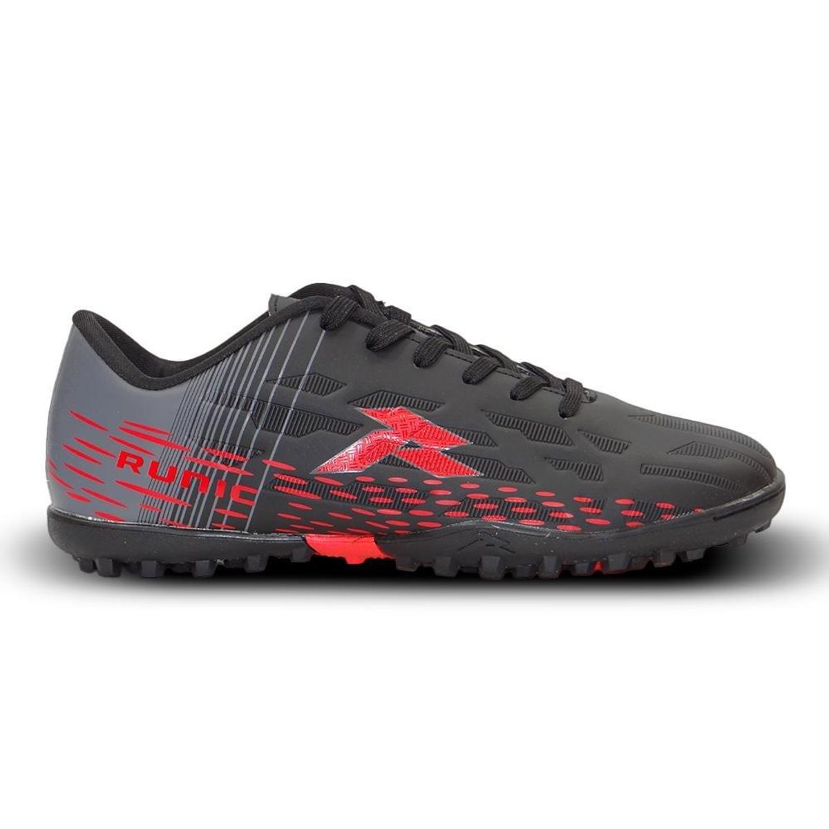 RUNIC - Guayos Runic Faster Turf Para Hombre-Negro/Rojo