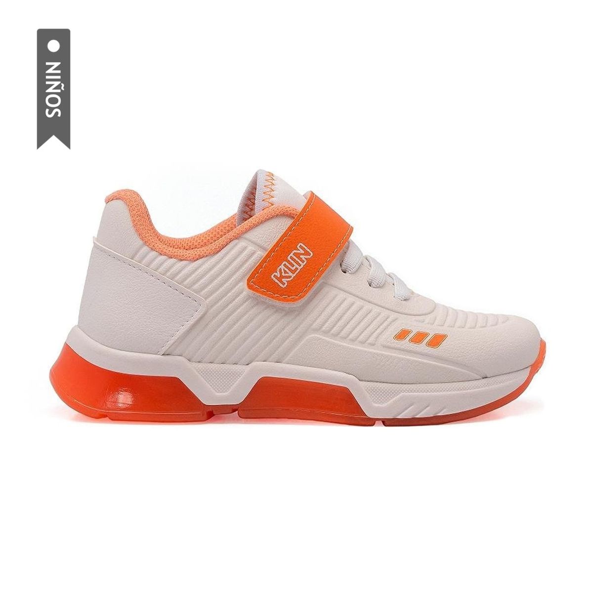 KLIN - Tenis Klin Light 604034000 Para Niños-Blanco/Naranja