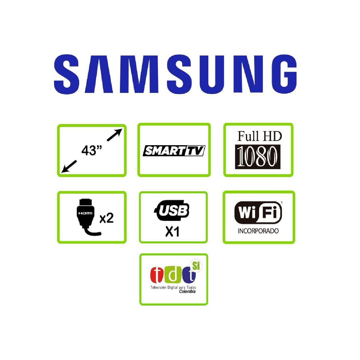 SAMSUNG - TV SAMSUNG 43" Pulgadas 109 cm 43T5300 LED FHD Plano Smart TV