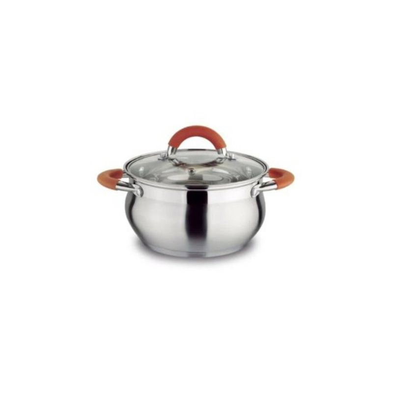 HOME ELEMENTS - Olla Acero inoxidable Tapa Vidrio 22 cm 4.6 Litros Home Elements