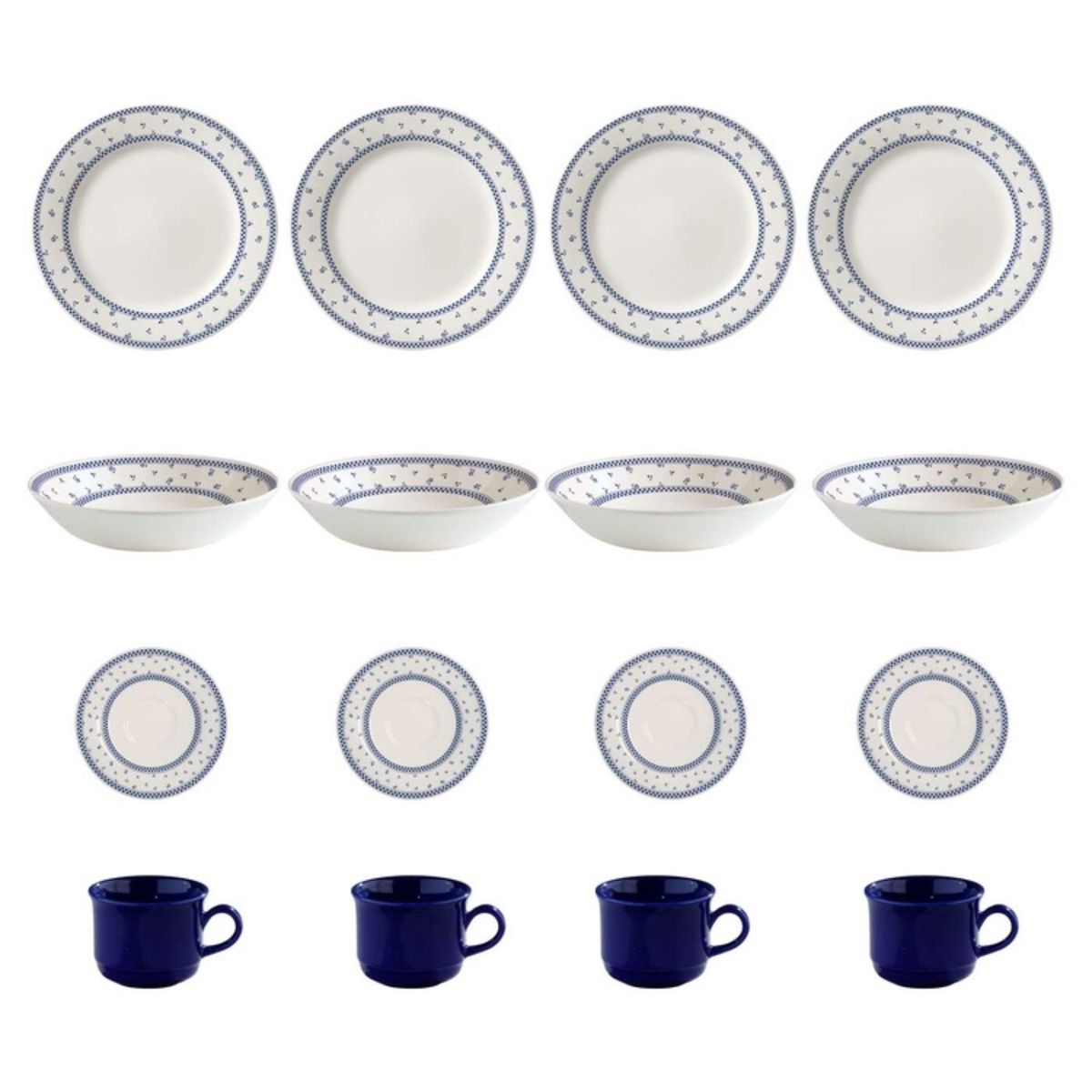 CORONA - Vajilla Domino Corona 4 Puestos 16 Piezas