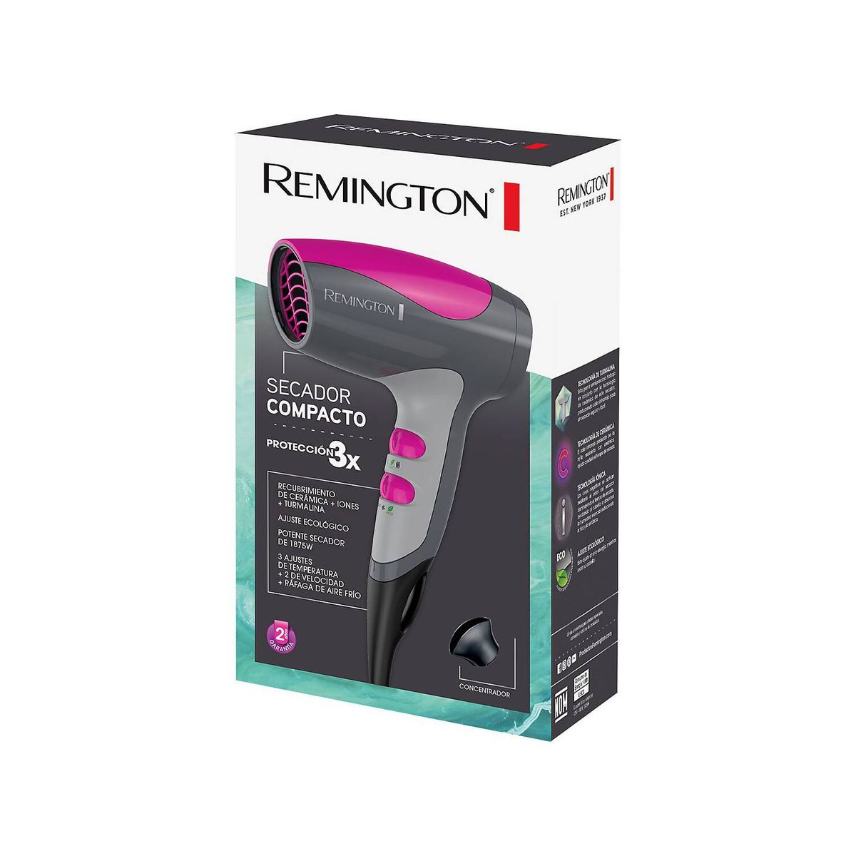 REMINGTON - Secador de Cabello Viajero Remington Compacto D5000 Fucsia