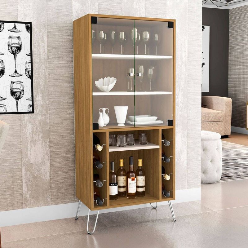AKIVOY - Cava de vinos mueble bar puertas de vidrio  136cm-_.