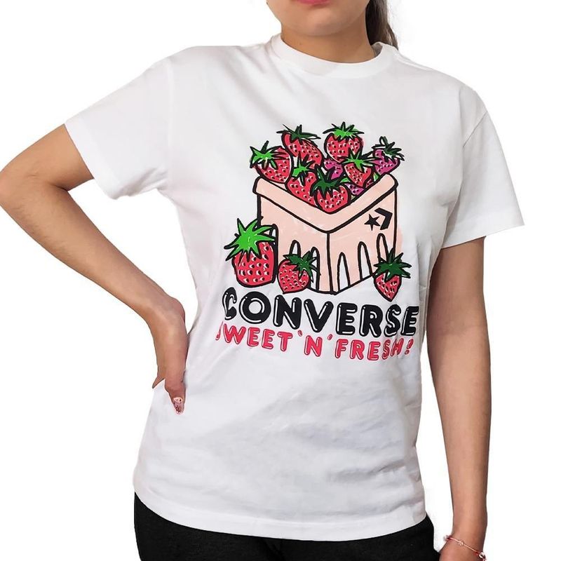 CONVERSE - Camiseta Converse Basket Para Mujer-Blanco