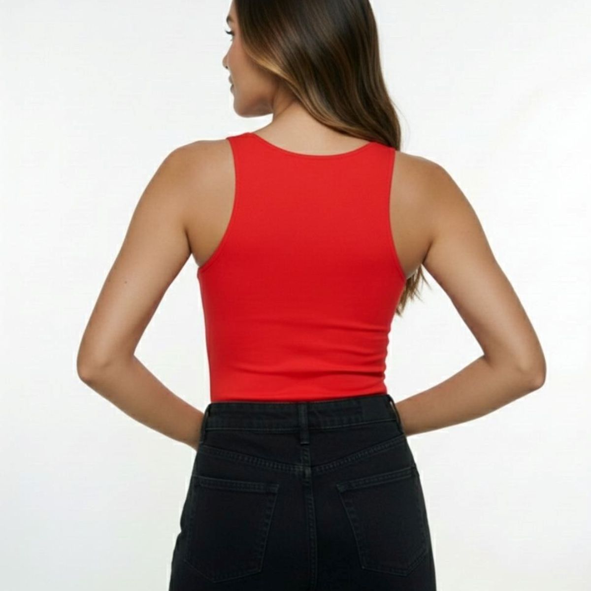 MOLGOA - Body para Mujer Rojo Cuello Redondo Manga Sisa - Simona Rojo