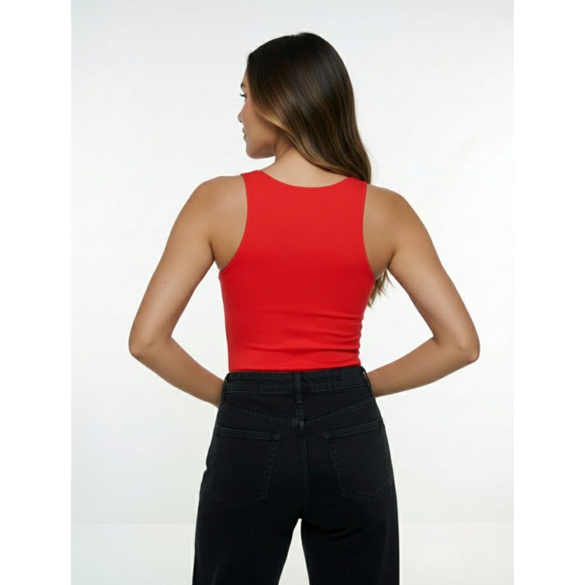 MOLGOA - Body para Mujer Rojo Cuello Redondo Manga Sisa - Simona Rojo