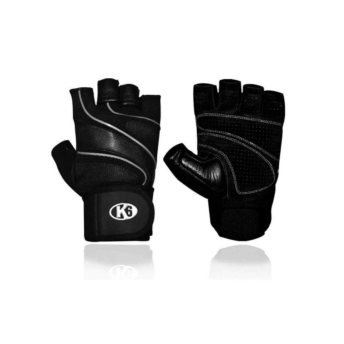 K6 - Guantes para gimnasio de cuero para pesas crossfit