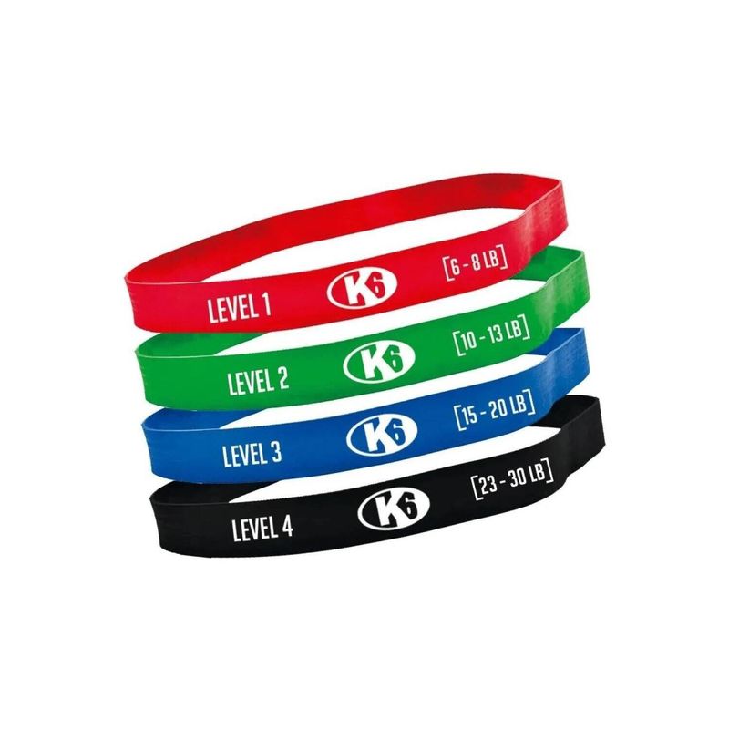 K6 - Kit Bandas Elásticas Resistencia K6 Guía Ejercicio 6-30lb