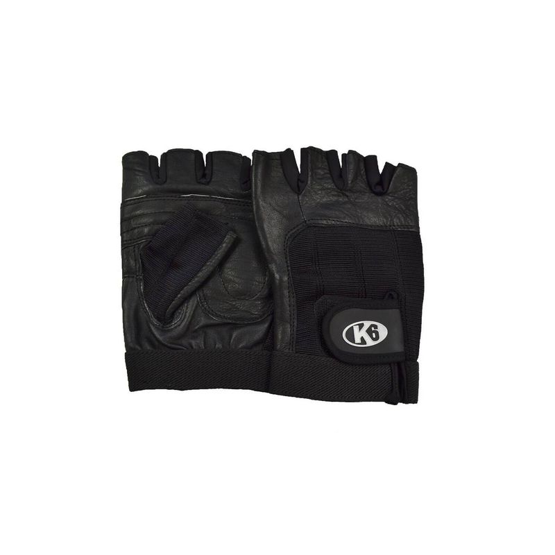 K6 - Guantes Para Gimnasio De Cuero Strong Negro Talla L