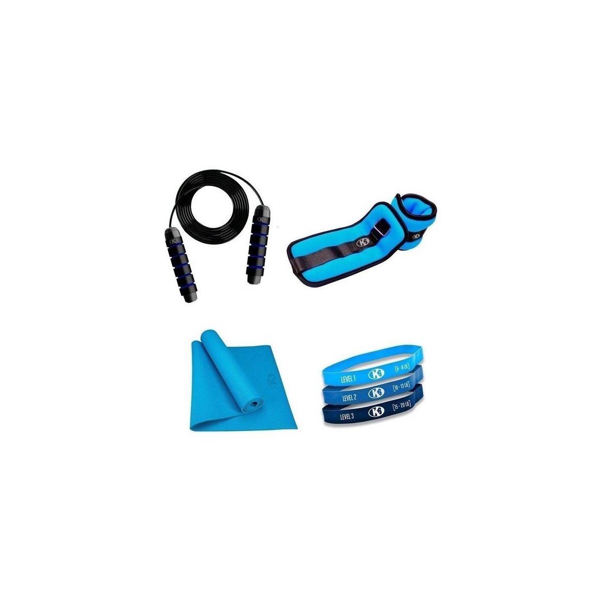 K6 - Combo Mat Yoga Tapete Ejercicio Pilates K6 Fit Kit 4x1 3mm