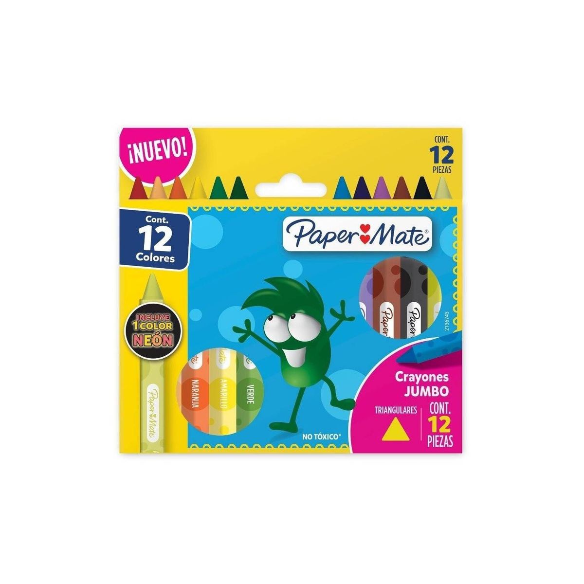 PAPER MATE - Crayones Paper Mate Magicolor Creyón Triangular Grueso X12 Paper Mate