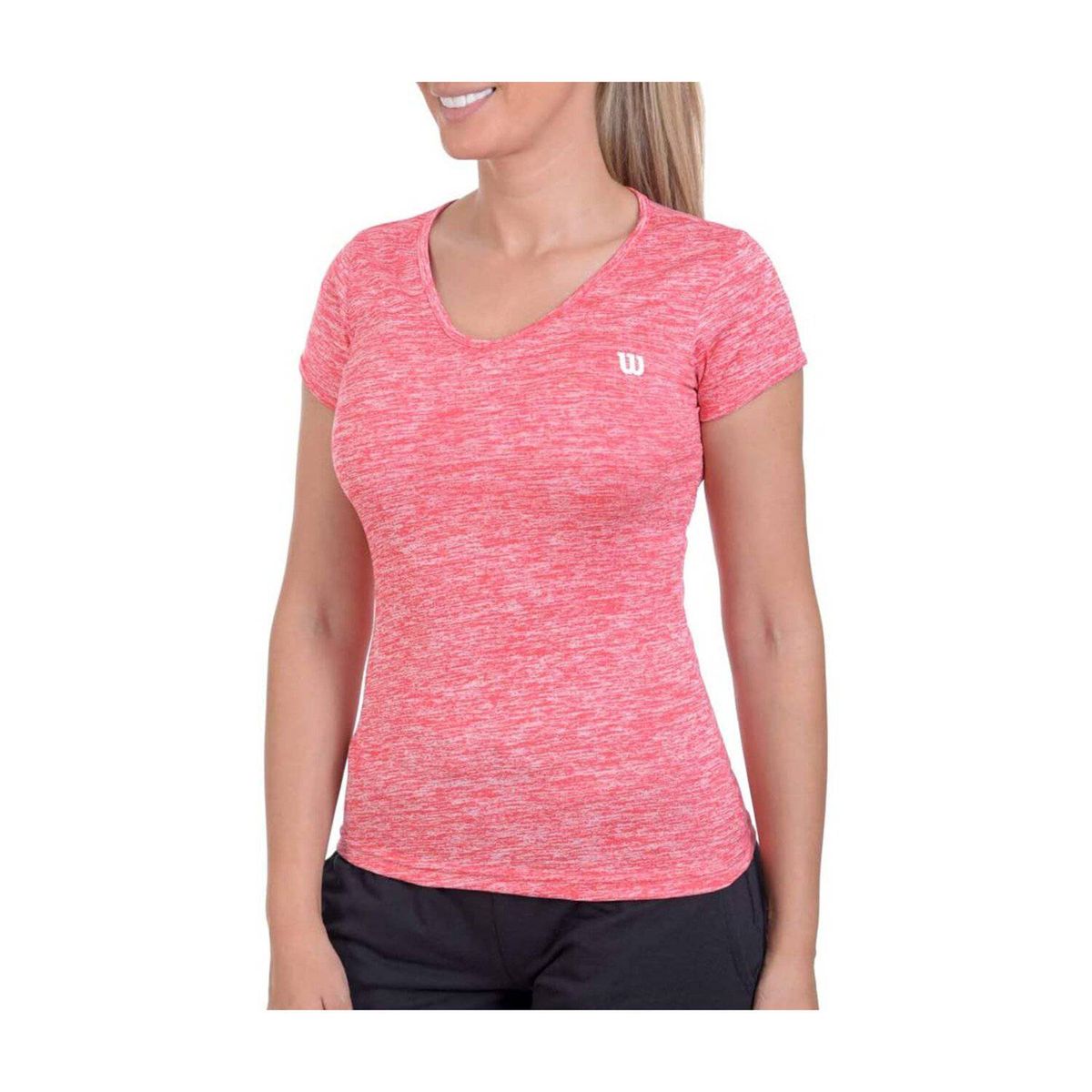 WILSON - Camiseta Cuello V Wilson Jaspeada Rosa Mujer