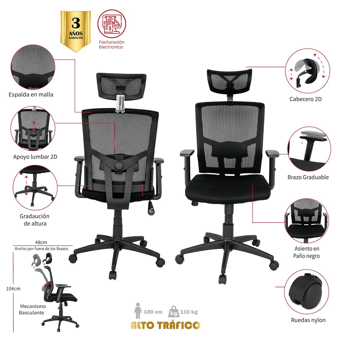 MUEBLESYA - Silla de Escritorio y Oficina Palmira Estambul Confort Operativa