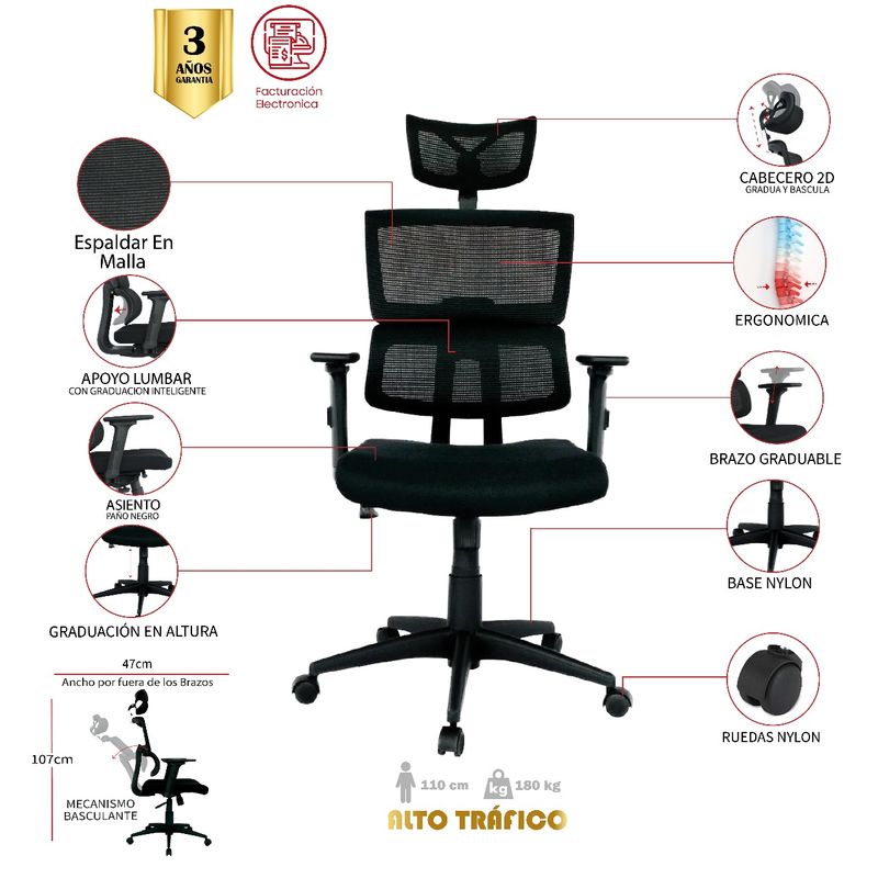 MUEBLESYA - Silla de Oficina Premium Capitanejo