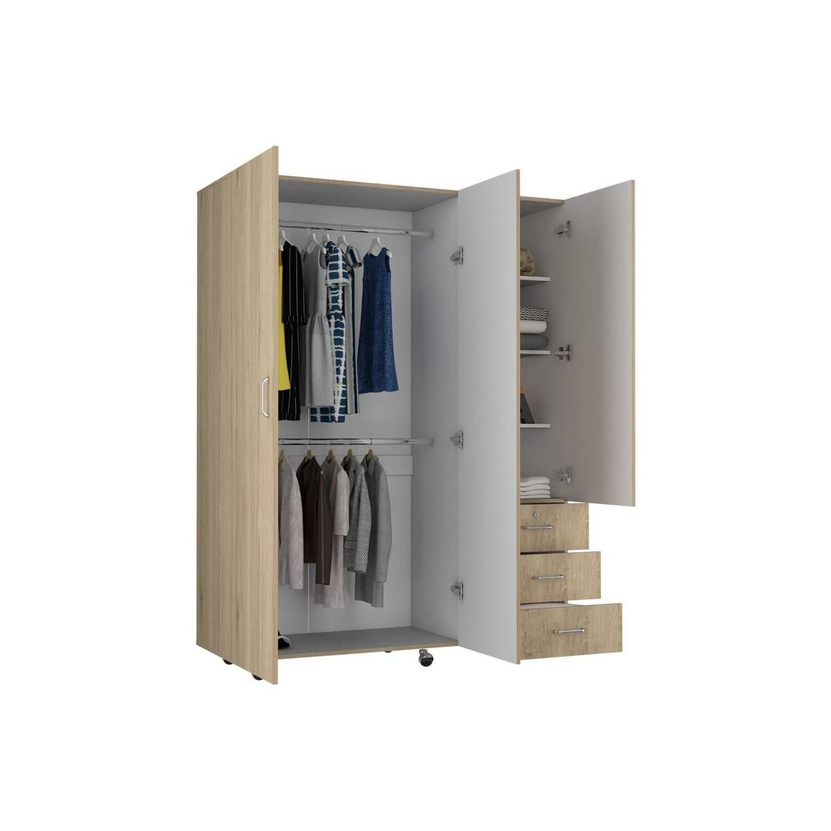 RTA DESIGN - Closet breanna beige y blanco con tres puertas