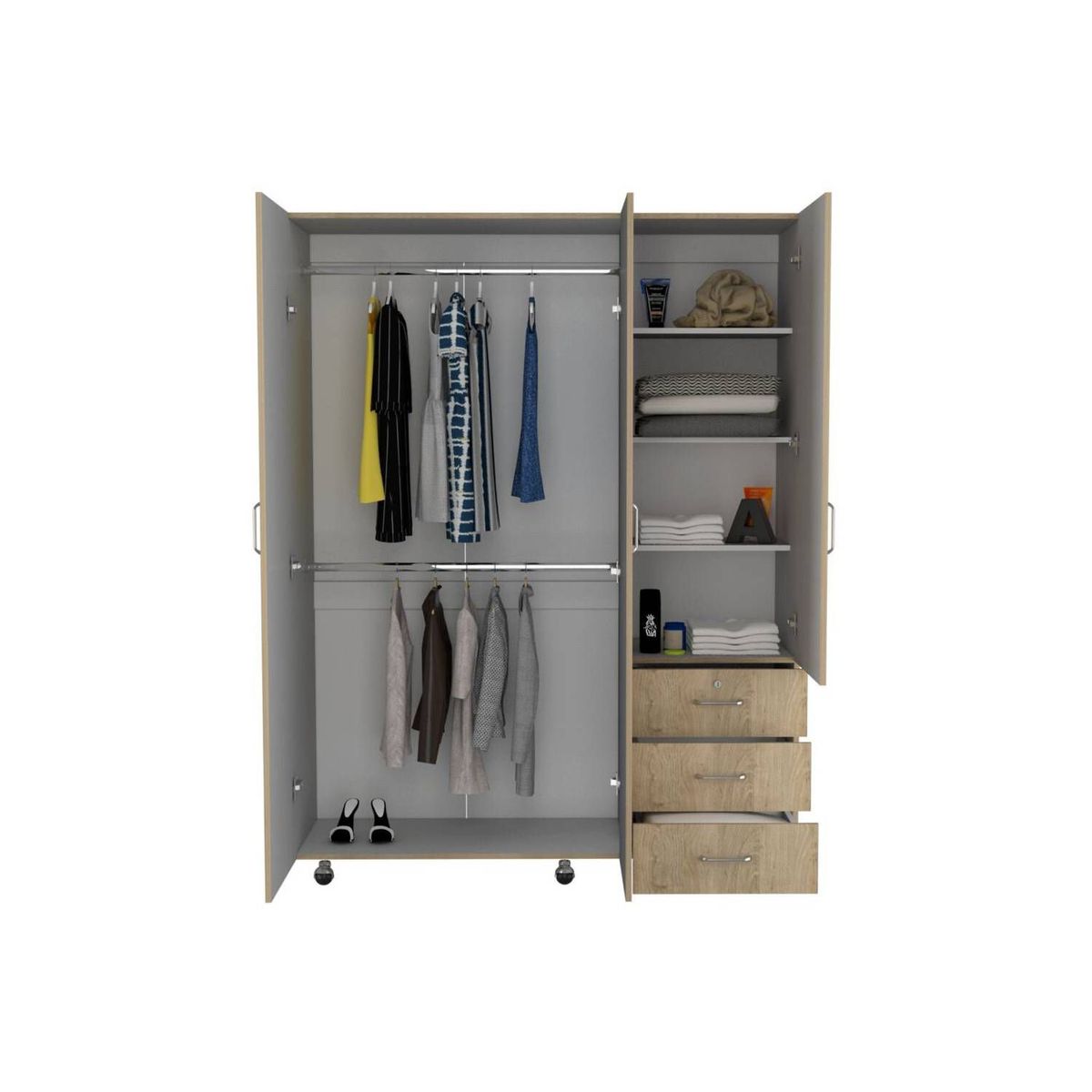 RTA DESIGN - Closet breanna beige y blanco con tres puertas