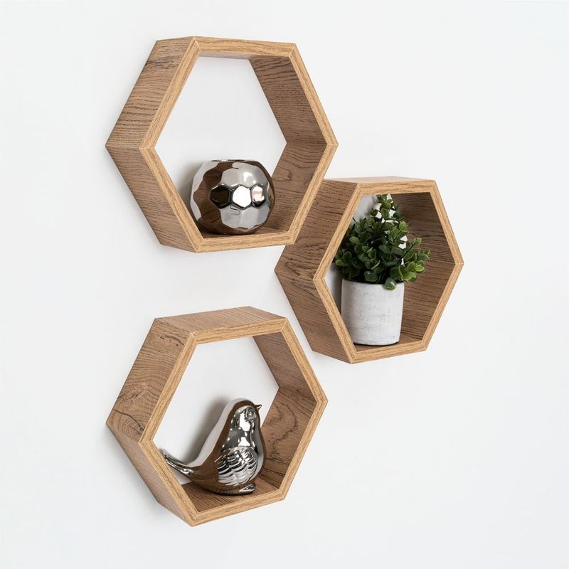 RTA DESIGN - Set de repisas hexagonal hades beige x 3 unidade