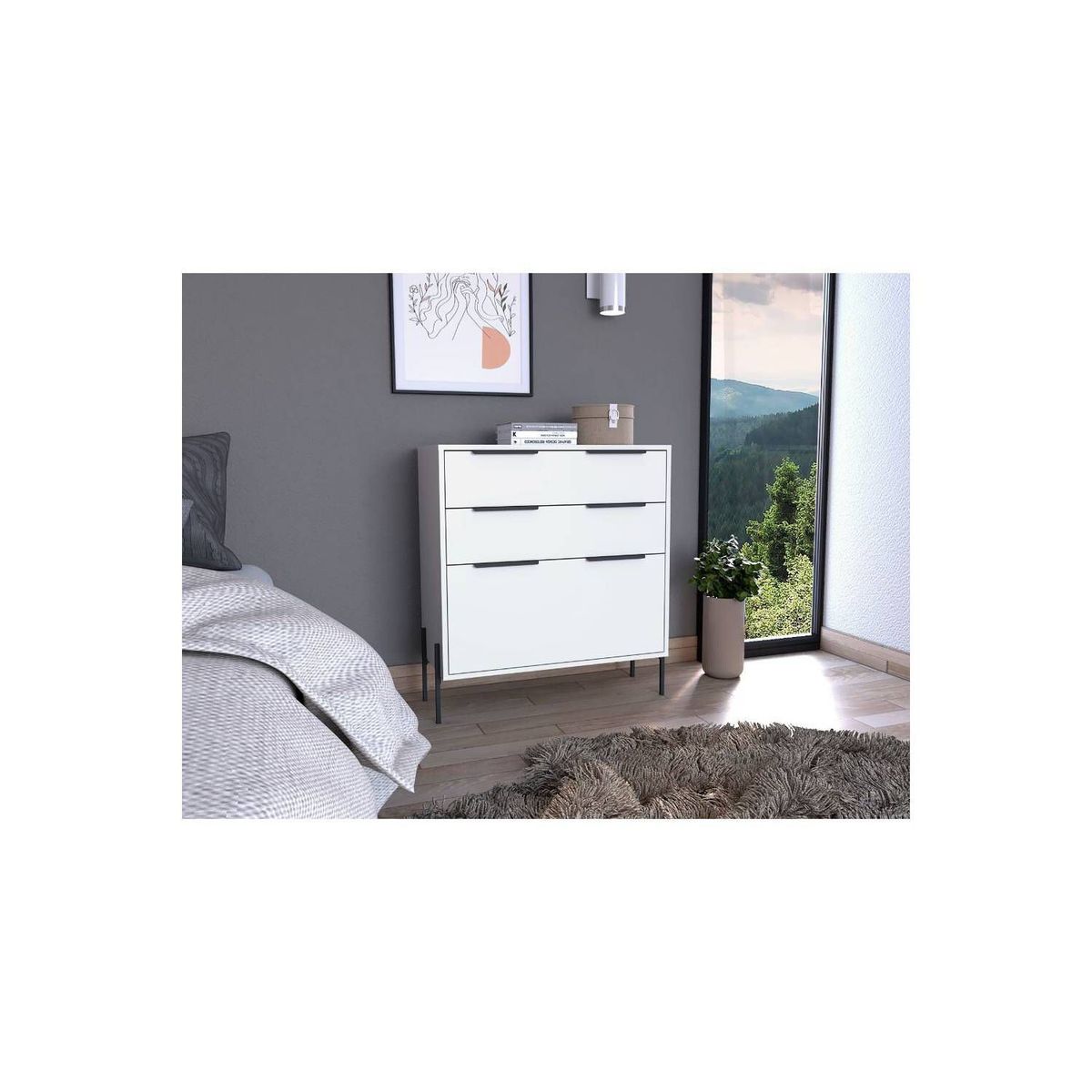 RTA DESIGN - Organizador midas, blanco nevado, 2 cajones