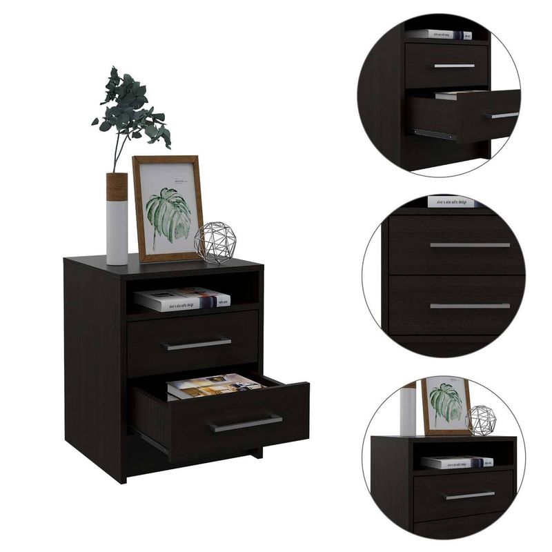 RTA DESIGN - Mesa de noche kane beige con dos cajones multiuso