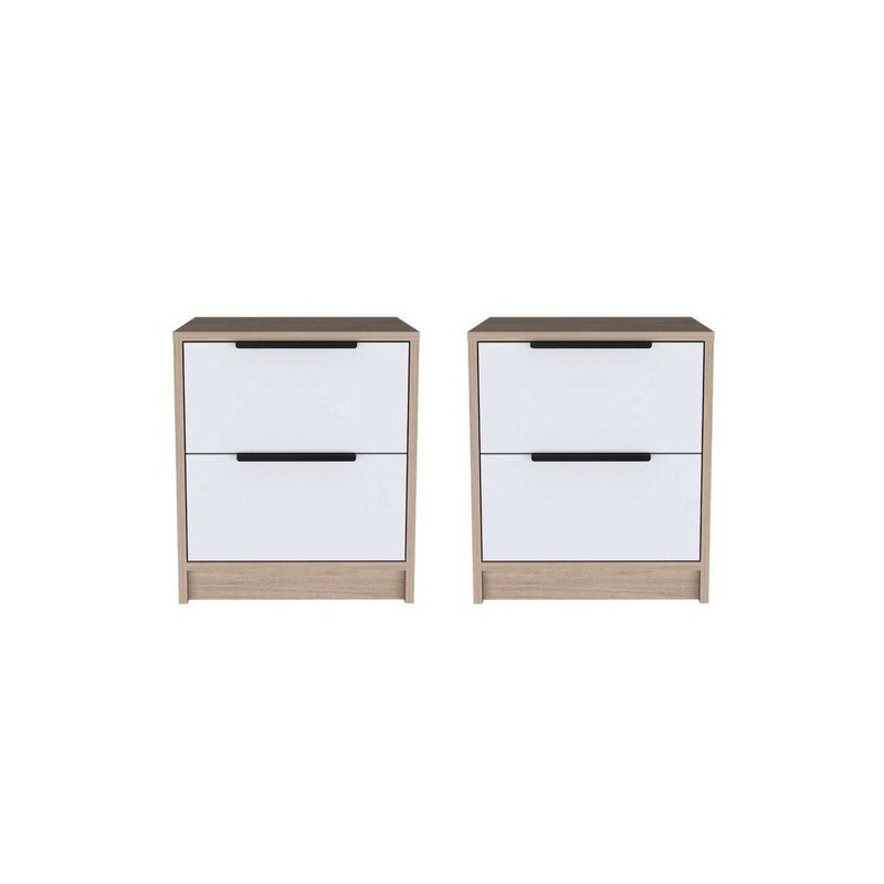 RTA DESIGN - 2 x 1 mesa de noche evans, beige y blanco