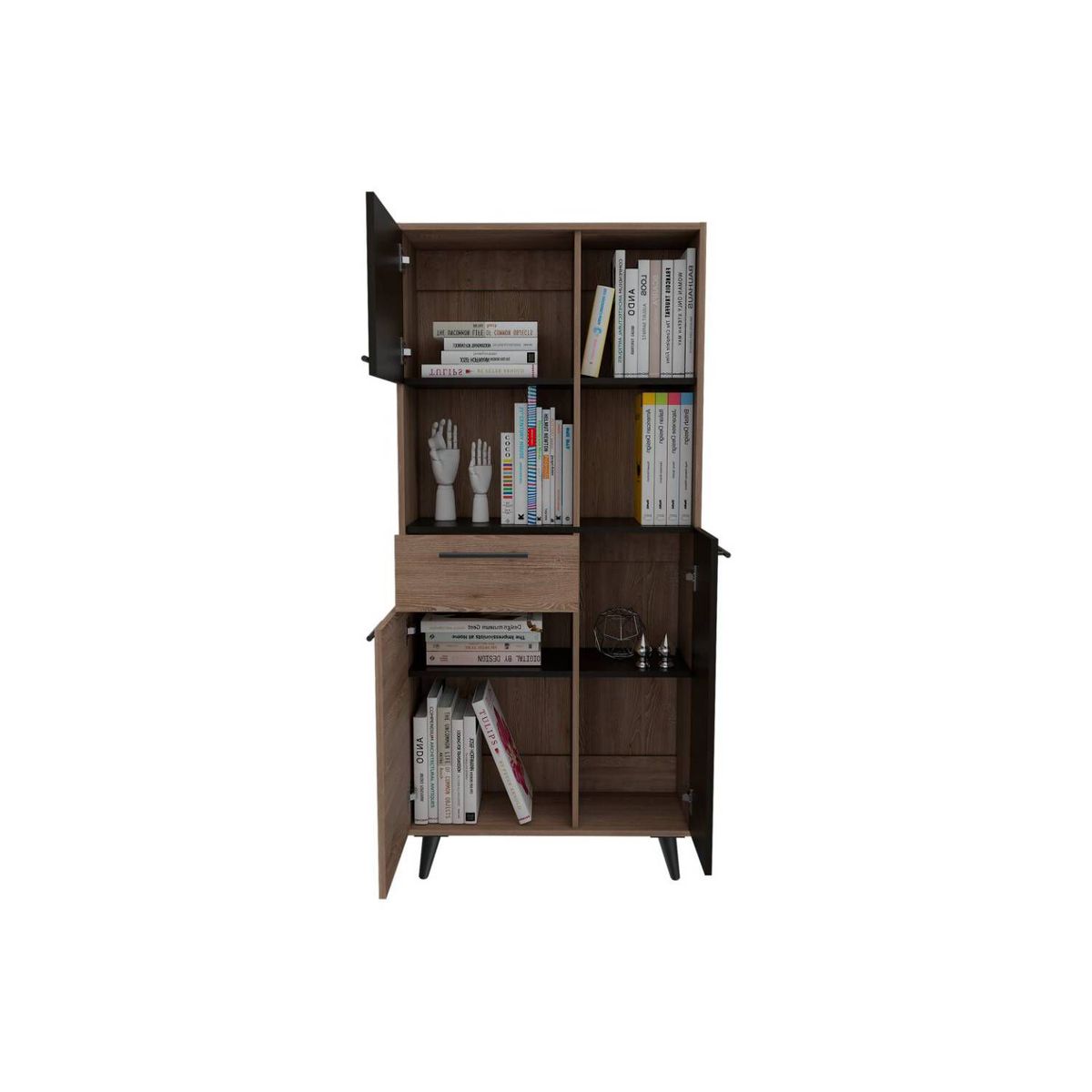 RTA DESIGN - Biblioteca brillo miel y wengue con tres puertas