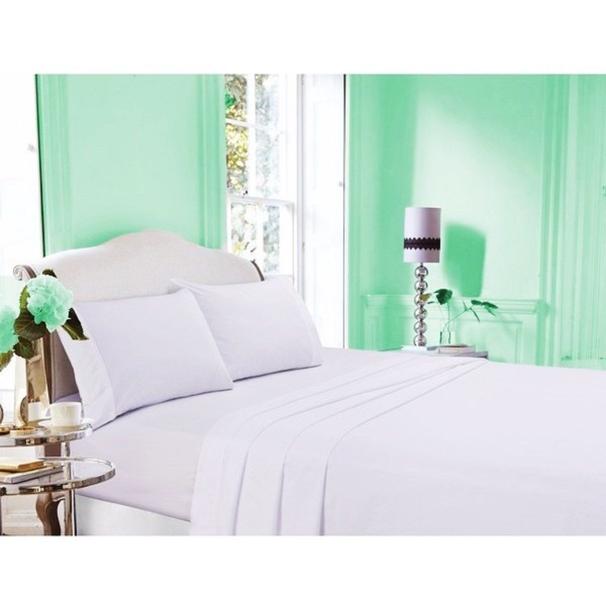 VOYPRE - Juego de Sábanas 180 Hilos en Algodón Tamaño Sencillo Blanco