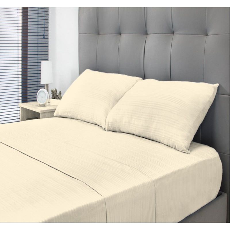 VOYPRE - Juego de Sábanas 420 hilos 100% Algodón Paquistaní Tamaño Queen Beige