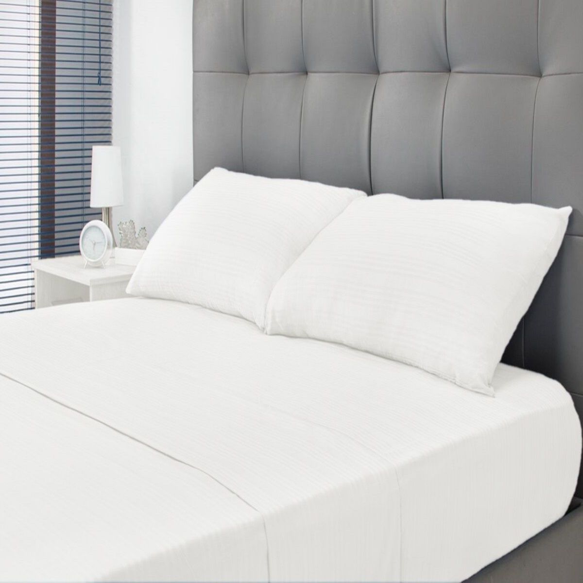 VOYPRE - Juego de Sábanas 420 hilos 100% Algodón Paquistaní Tamaño Queen Blanco