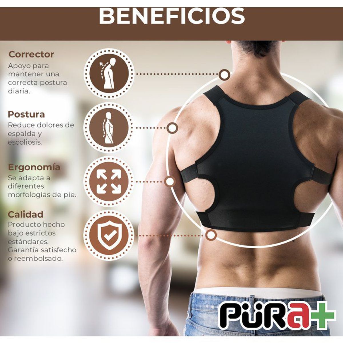 PURA - Corrector postura italiano original xtralujo resistent pura