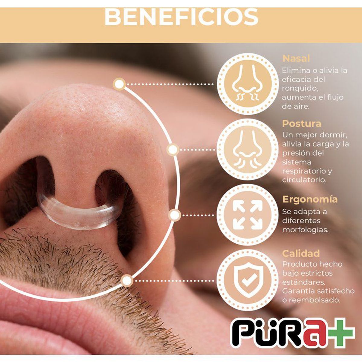 PURA - Antirronquidos respiración pura nose clip 2 unidades