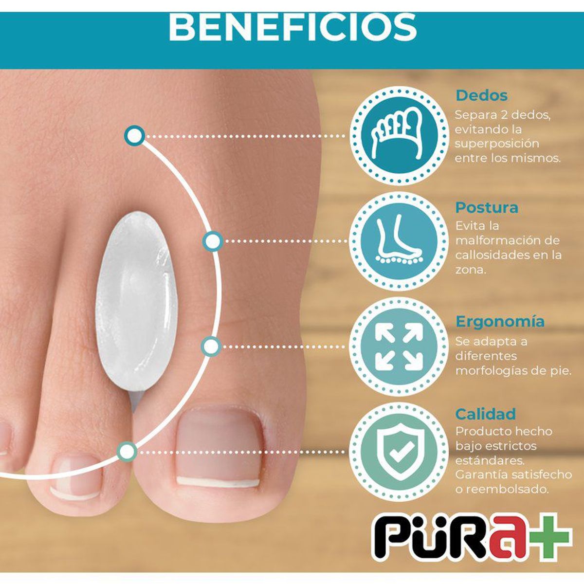 PURA - Separadores dedos pura+ x 4 (2 pares)