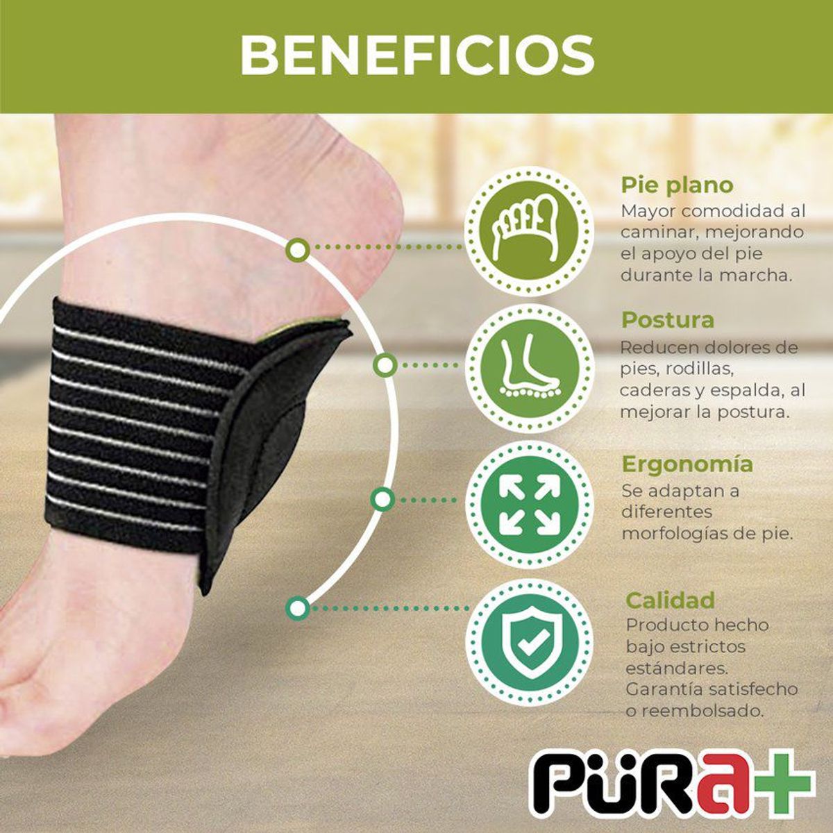 PURA - Soporte ortopédico arco pie plano pura