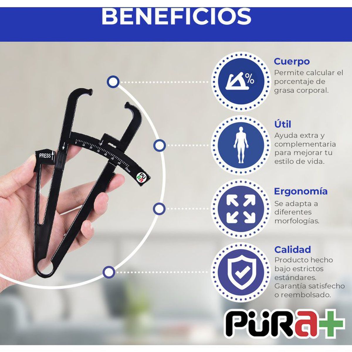PURA - Adipómetro medidor grasa corporal