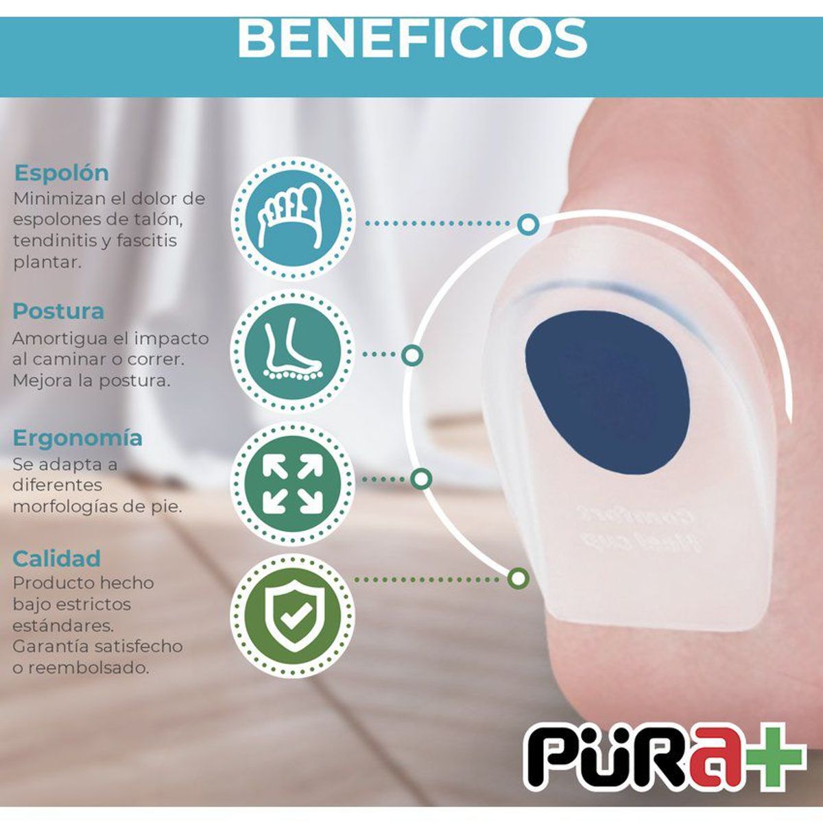 PURA - Plantillas ortopédicas zapatos silicón espolón