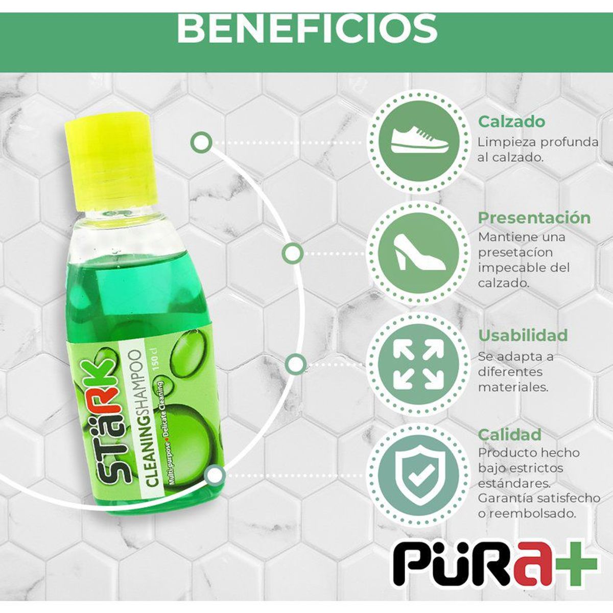 PURA - Shampoo zapatos bolsos chaleco tela cuero gamuza