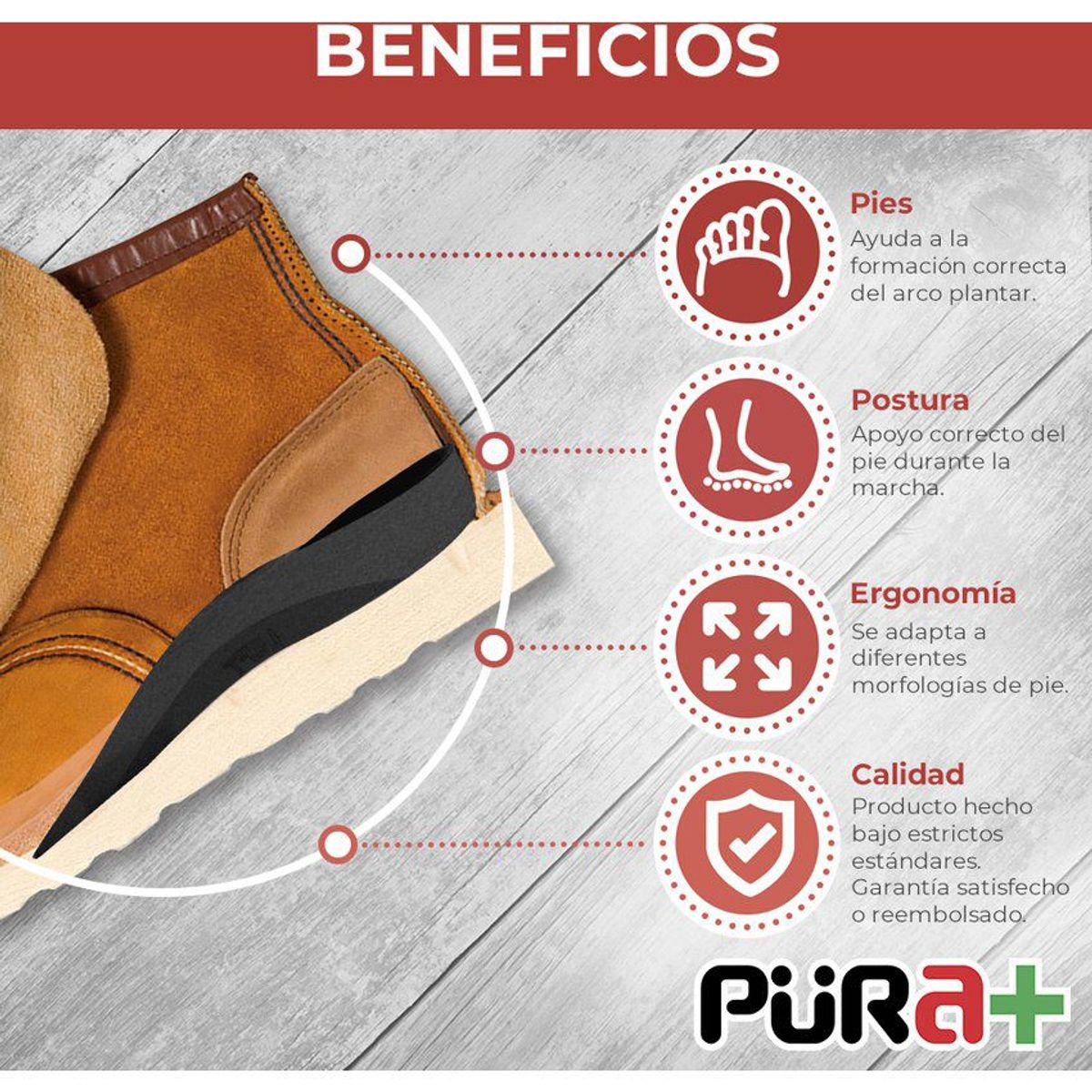 PURA - Plantilla talonera pie plano 34 pro