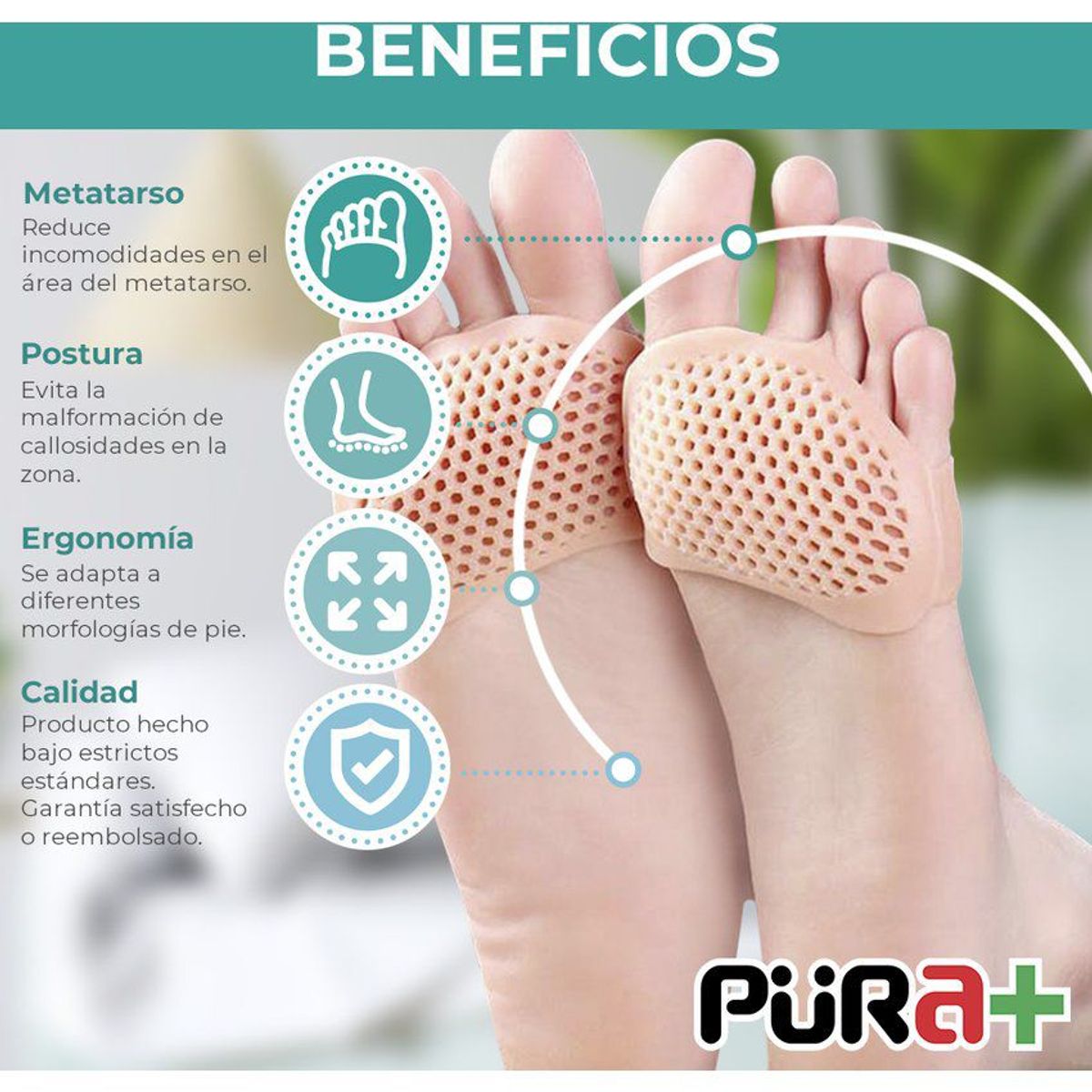 PURA - Almohadillas ortopédicas metatarso confort