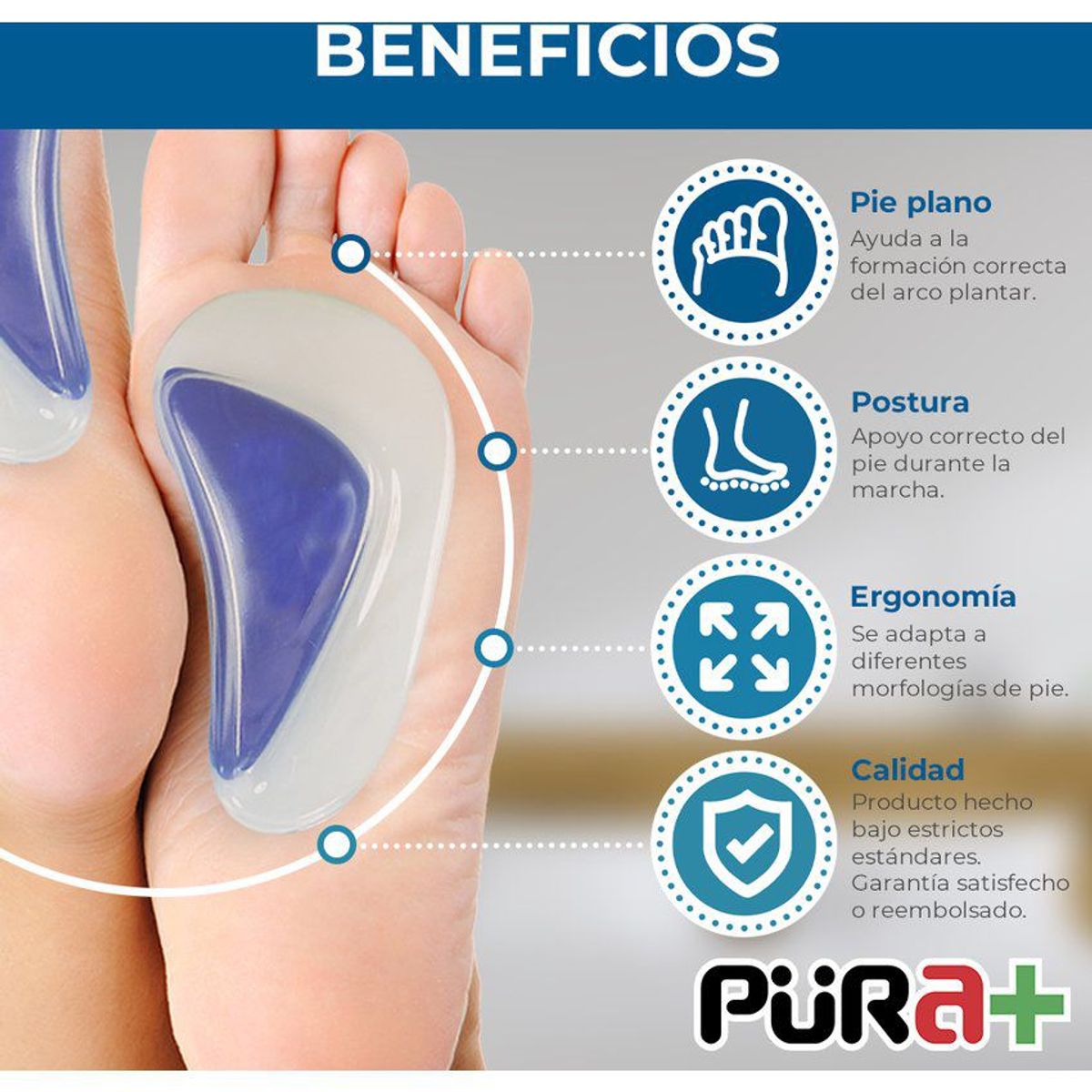 PURA - Plantilla zapato arco pie plano pura