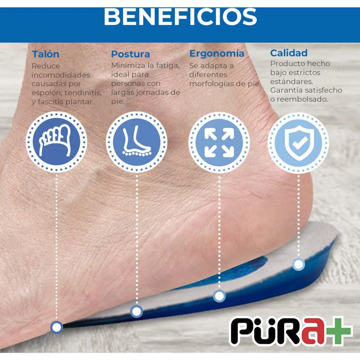 PURA - Plantillas ortopédicas zapatos talonera espolón pura