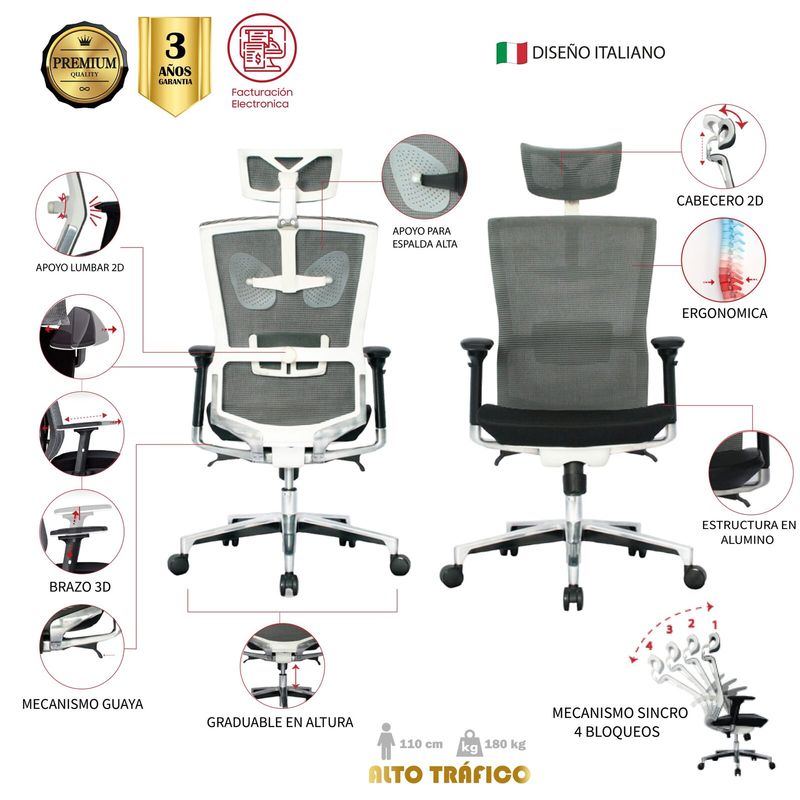 MUEBLESYA - Silla de Oficina Puerto Nariño Ejecutiva Premium