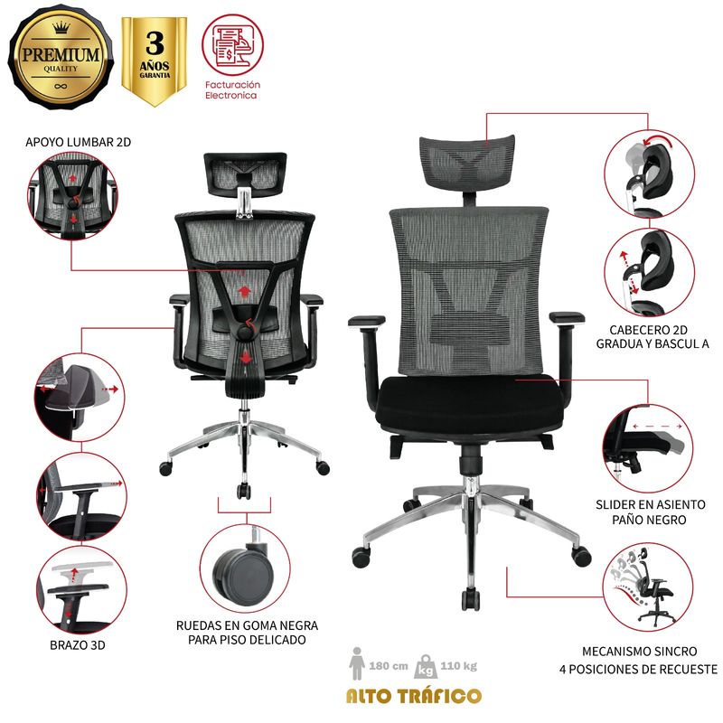 MUEBLESYA - Silla de Oficina Premium Rio Negro