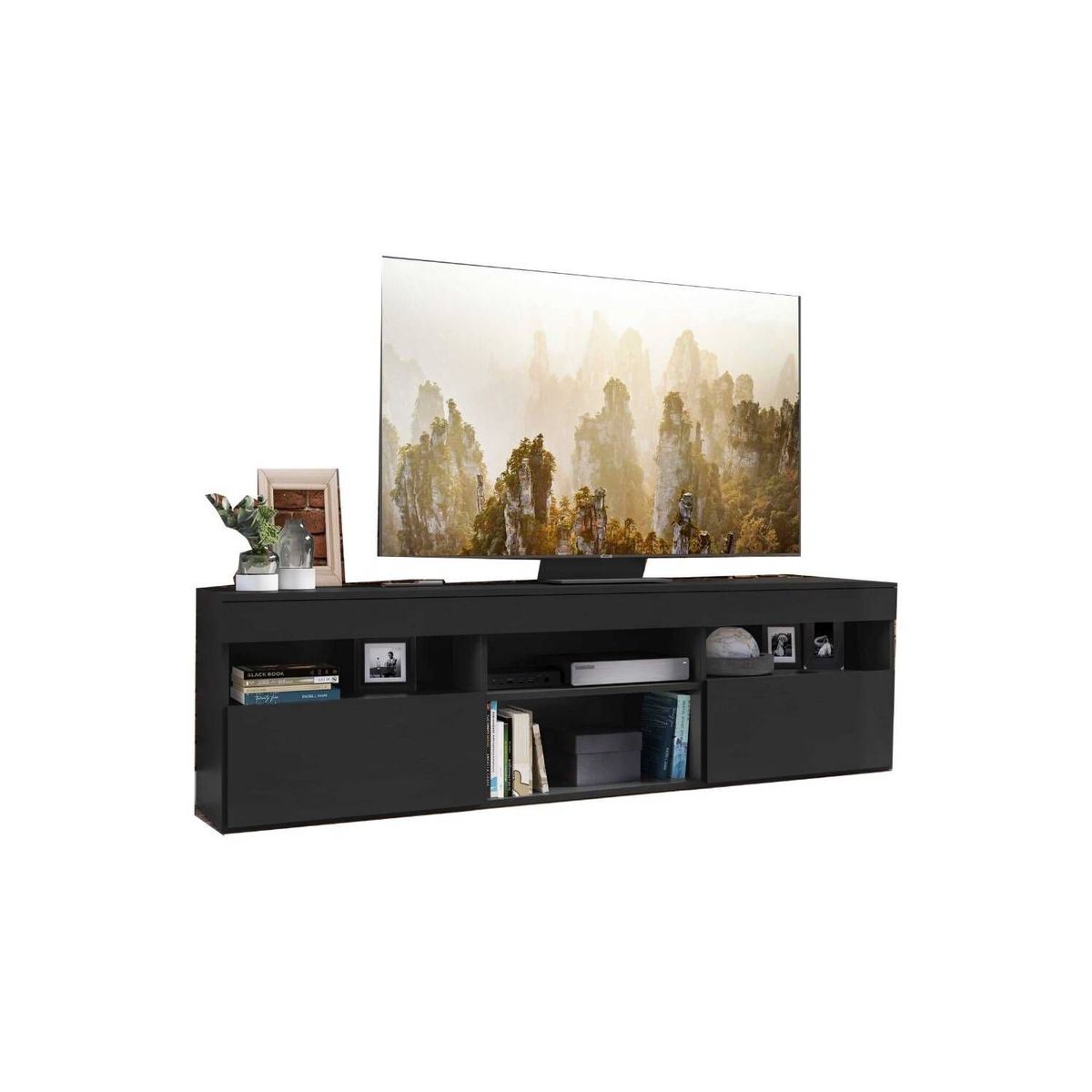 AKIVOY - Rack Gabinete Para Tv Paris de 65 Pulgadas Color Negro-