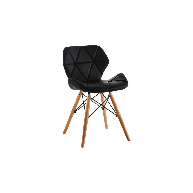 AKIVOY - Silla Para comedor Gongga Acolchada Cuero Color Negro-