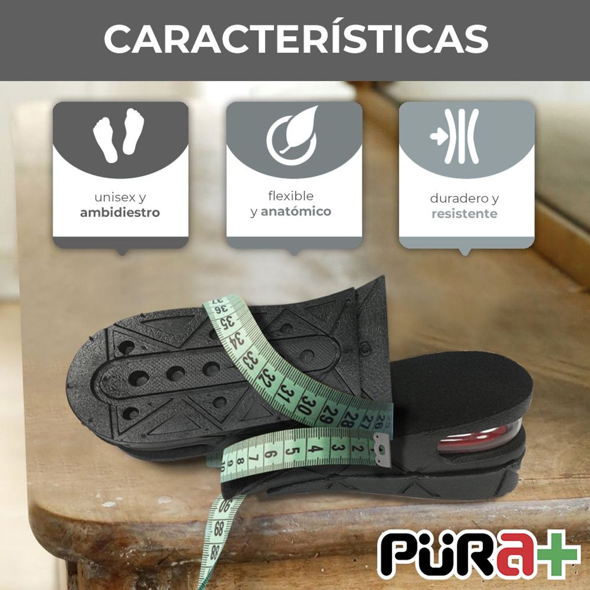 PURA - Plantillas ortopédicas taloneras aumenta estatura