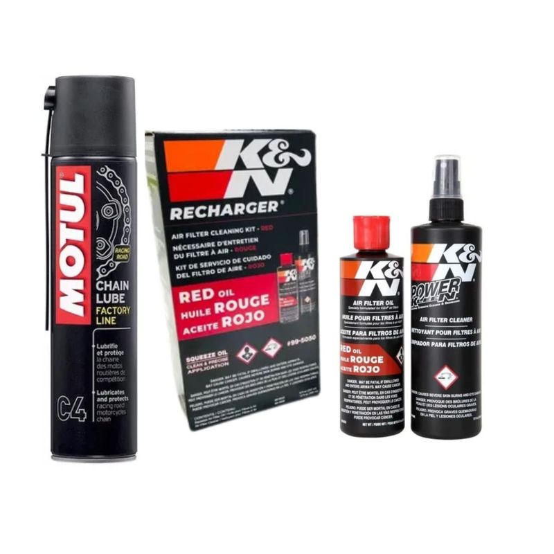 GENERICO - Motul C4 Lubricante De Cadenas  Kit Limpieza Filtros Kyn