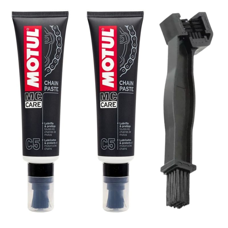GENERICO - 2 Motul C5 Lubricante Cadena y Cepillo Limpiador